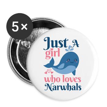 Narwhal Narwhal Lover red - Buttons large 2.2'' (5-pack) - white