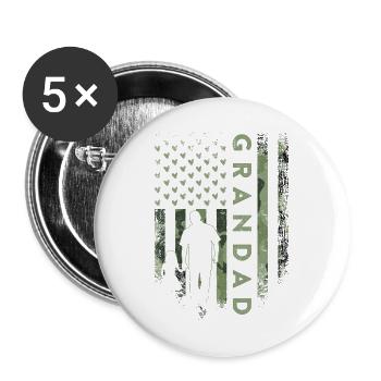 Vintage Usa Camo Flag Proud Grandad Funny Fathers - Buttons large 2.2'' (5-pack) - white