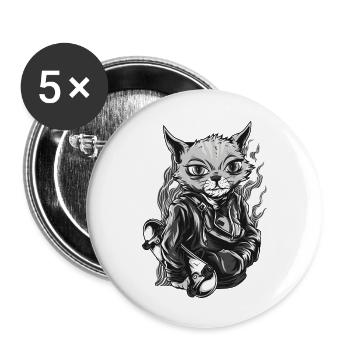 Feline Skater - Buttons large 2.2'' (5-pack) - white