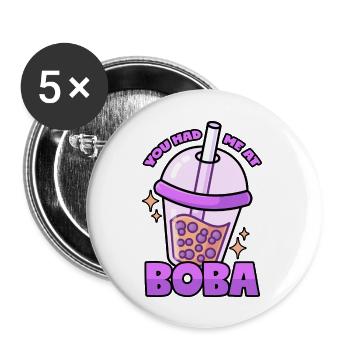 Boba Bubble Tea - Buttons large 2.2'' (5-pack) - white