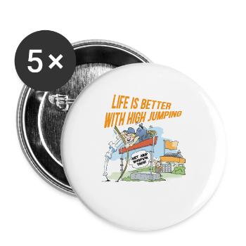 Life is better with high jumping - Buttons large 2.2'' (5-pack) - white