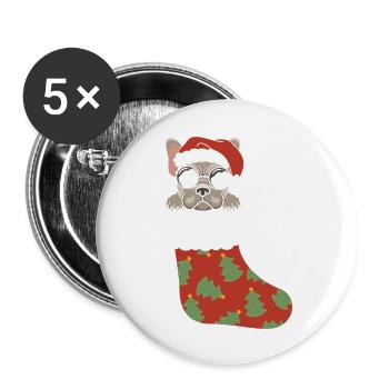 Cool Pug Sock Funny Pug Santa Christmas Stocking - Buttons large 2.2'' (5-pack) - white