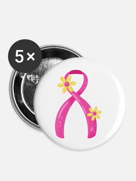 Breast Cancer Pink Ribbon - Buttons large 2.2'' (5-pack) - white