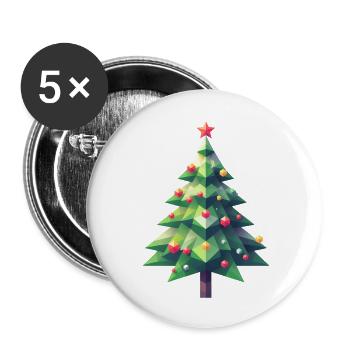 Polygonal Christmas Magic: The Faceted Pine Tree - Buttons large 2.2'' (5-pack) - white