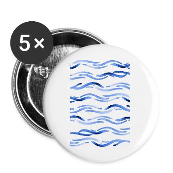 Blue Waves - Buttons large 2.2'' (5-pack) - white
