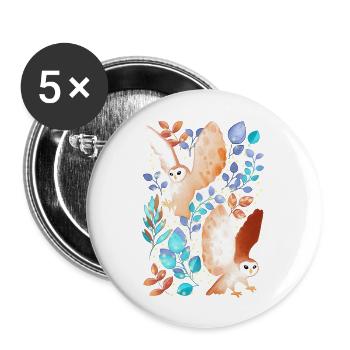 Brilliant Barn Owls - Buttons large 2.2'' (5-pack) - white