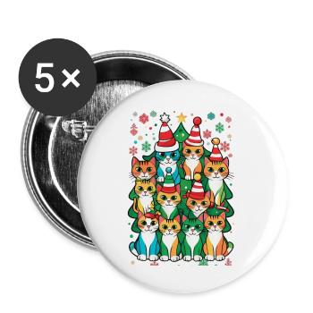 Cats with Christmas Tree cute gift for cat lover - Buttons large 2.2'' (5-pack) - white