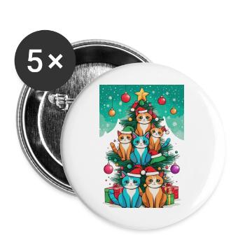 Cute Cat on Christmas Tree gift for Cats lover - Buttons large 2.2'' (5-pack) - white