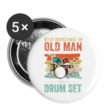Cool Drummer Dad Art Men Drum Set Player Drum Kit - Buttons large 2.2'' (5-pack) - white
