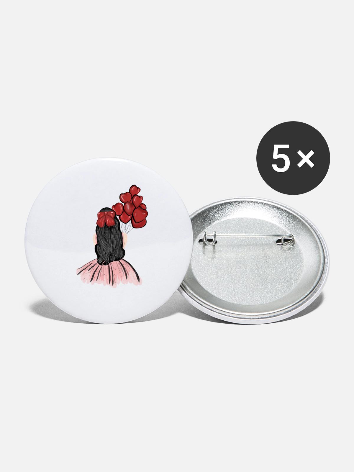 Cute girl - Buttons large 2.2'' (5-pack) - white