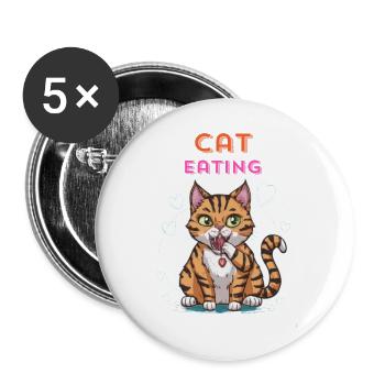 cat eating t-shirt - Buttons large 2.2'' (5-pack) - white