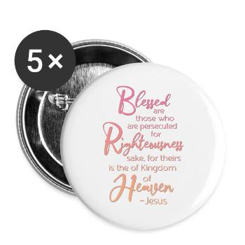 Blessed are, Beatitude, Sermon on the Mount - Buttons large 2.2'' (5-pack) - white