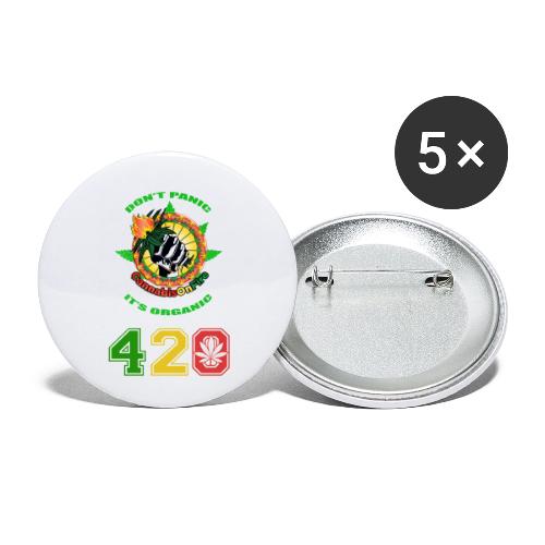 Playful 420 On Fire Organic Weed Marijuana Design - Buttons large 2.2'' (5-pack)