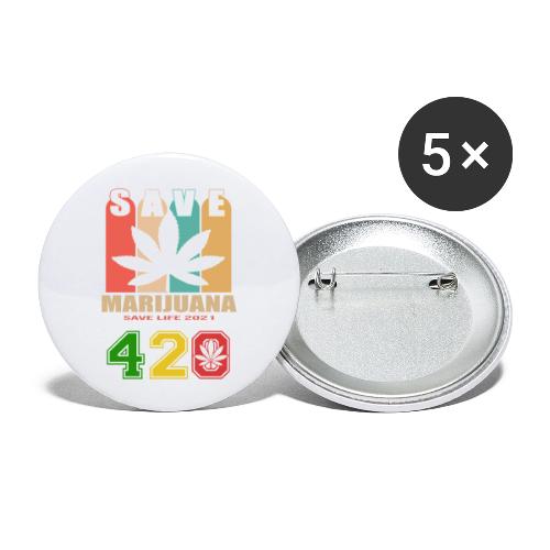 Hysterical 420 Save The Plant Weed Marijuana - Buttons large 2.2'' (5-pack)