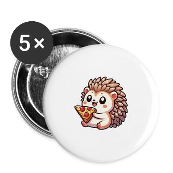 kawaii hedgehog eating pizza - Buttons large 2.2'' (5-pack) - white