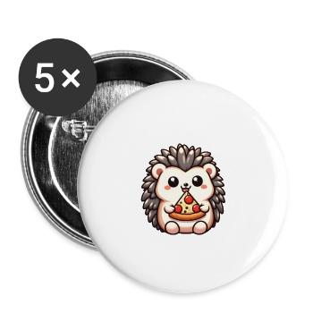 kawaii hedgehog eating pizza - Buttons large 2.2'' (5-pack) - white