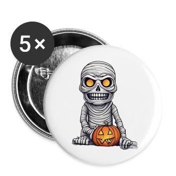 Halloween Pumpkin Mummy - Buttons large 2.2'' (5-pack) - white
