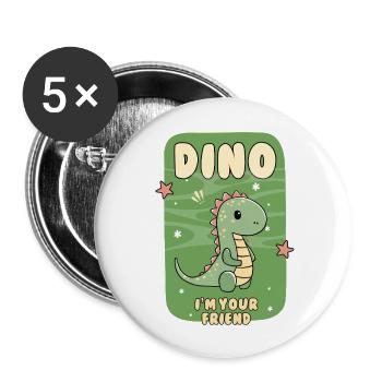 Dino – Your Cute Prehistoric Friend! - Buttons large 2.2'' (5-pack) - white