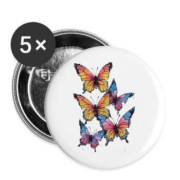 Butterfly Scan Glitch - Buttons large 2.2'' (5-pack) - white