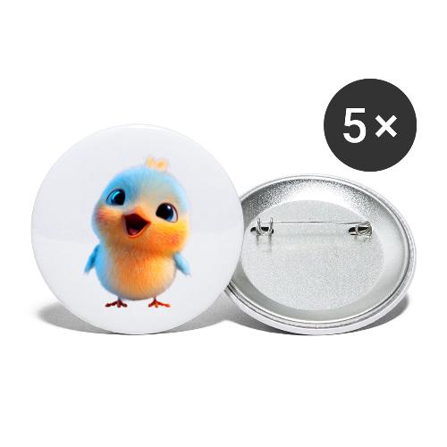 Colorful Cartoon Baby Bird in Orange and Blue - Buttons large 2.2'' (5-pack)
