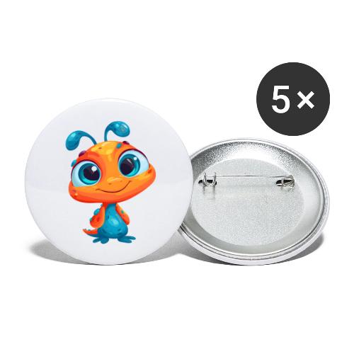 Fun Cartoon Alien in Orange and Blue - Buttons large 2.2'' (5-pack)