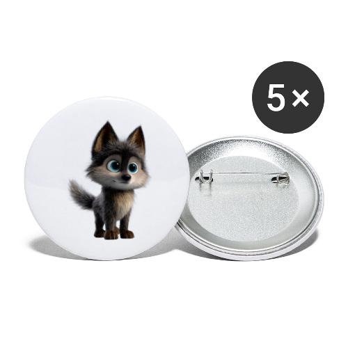 Innocent Cartoon Baby Wolf - Buttons large 2.2'' (5-pack)