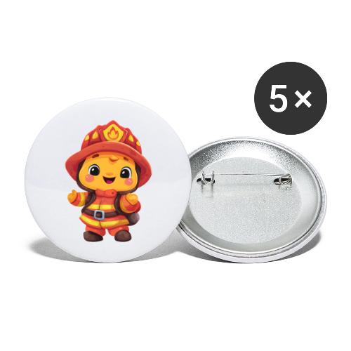 Cute Cartoon Firefighter in Red and Yellow Suit - Buttons large 2.2'' (5-pack)
