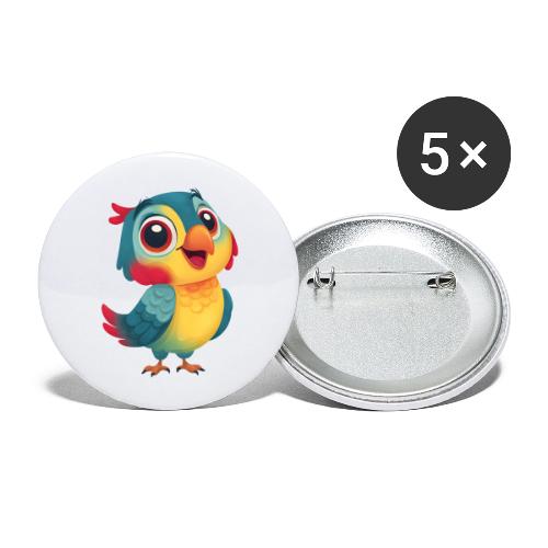 Bright Cartoon Parrot with Joyful Expression - Buttons large 2.2'' (5-pack)