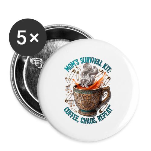 Mom's Survival Kit Tee | Coffee Chaos - Buttons large 2.2'' (5-pack)