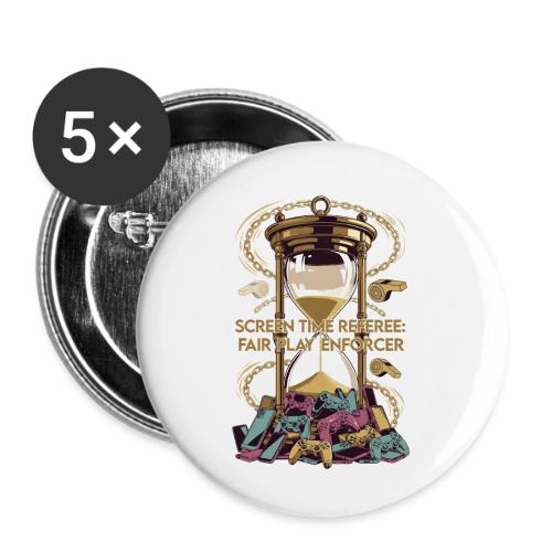 Screen Time Referee T Shirt, Fair Play Enforcer - Buttons large 2.2'' (5-pack)