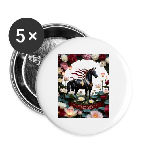 Year of the Horse Harmony T Shirt, Lunar New Year - Buttons large 2.2'' (5-pack)