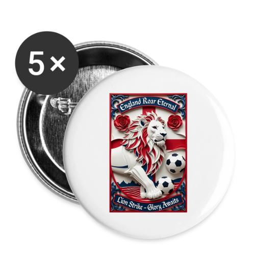 England Lion Soccer T Shirt, Football Pride Gift - Buttons large 2.2'' (5-pack)