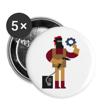 Worker with Tool - Buttons large 2.2'' (5-pack) - white