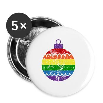 Gay Queer Christmas Pride LGBTQI - Buttons large 2.2'' (5-pack) - white