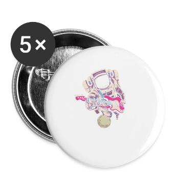 Spaceman with E Guitar - Buttons large 2.2'' (5-pack) - white