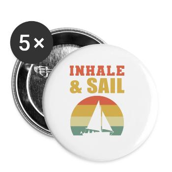 Inhale & Sail Tourist Gift - Buttons large 2.2'' (5-pack) - white