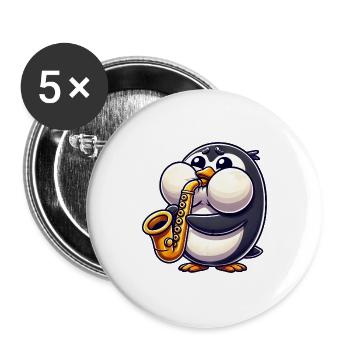 Penguin saxophone classical music chubby cheeks - Buttons large 2.2'' (5-pack) - white