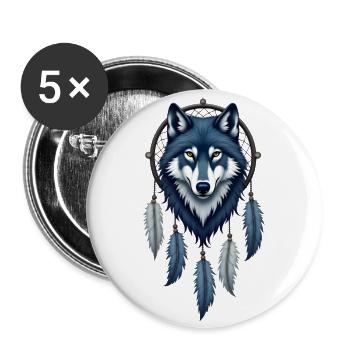 Mystic Wolf: Dreamcatcher Guardian - Buttons large 2.2'' (5-pack) - white