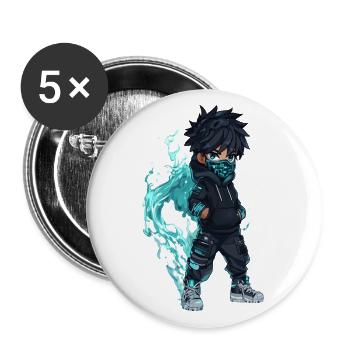 Aqua Flow - Cyber Tech Warrior - Buttons large 2.2'' (5-pack) - white