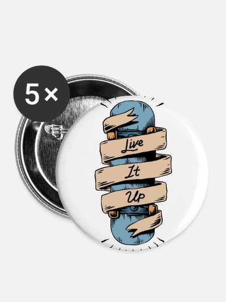 Live It Up Banner Tattoo Blue - Buttons large 2.2'' (5-pack) - white