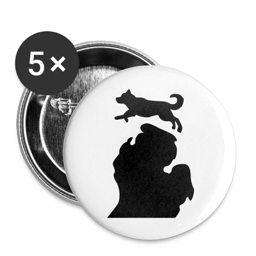 Bark Michigan Husky - Michigan Tech Colors - Buttons large 2.2'' (5-pack)