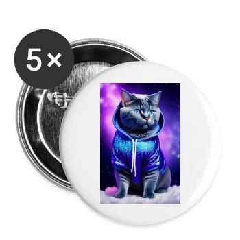 A beautiful cat in a blue dress - Buttons large 2.2'' (5-pack) - white