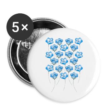 Blue Floral Pattern - Buttons large 2.2'' (5-pack) - white