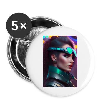 futuristic cyberpunk style - Buttons large 2.2'' (5-pack) - white