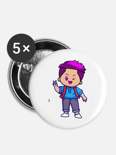 CARTOON - Buttons large 2.2'' (5-pack) - white