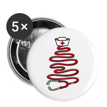 Christmas Stethoscope Nursing Tree - Buttons large 2.2'' (5-pack) - white
