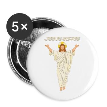Jesus Saves - Buttons large 2.2'' (5-pack) - white