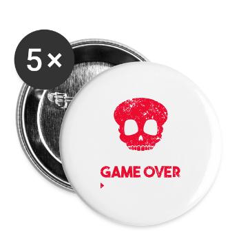 Gamer Skull Savepoint Restart - Buttons large 2.2'' (5-pack) - white