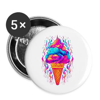 Retro Ice Cream Waffle Ice Cream for a Ice cream - Buttons large 2.2'' (5-pack) - white