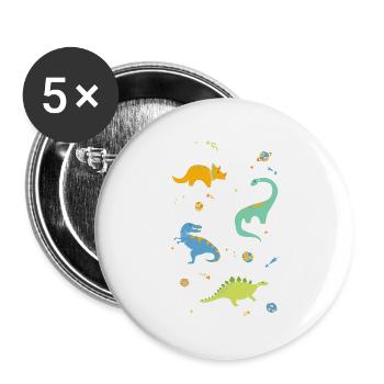 Astronaut Dinosaurs On Blue - Buttons large 2.2'' (5-pack) - white